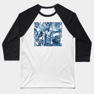 Tropical Flora blue Baseball T-Shirt